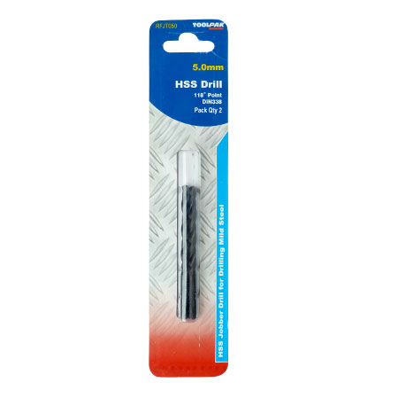 Jobber HSS Drill 5.0mm Roll Forged Toolpak Pack of 2